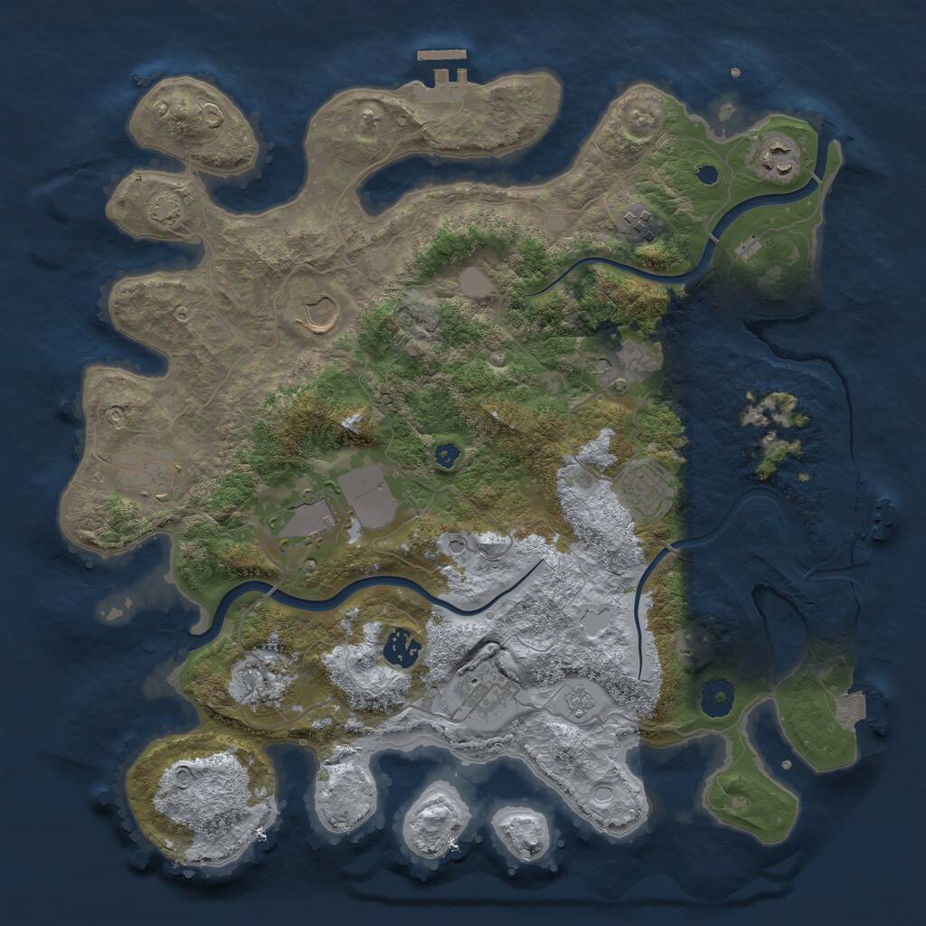 Rust Map: Procedural Map, Size: 3800, Seed: 1423039653, 16 Monuments