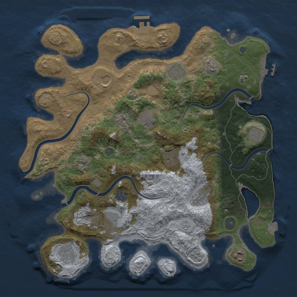Rust Map: Procedural Map, Size: 3800, Seed: 1423039653, 19 Monuments