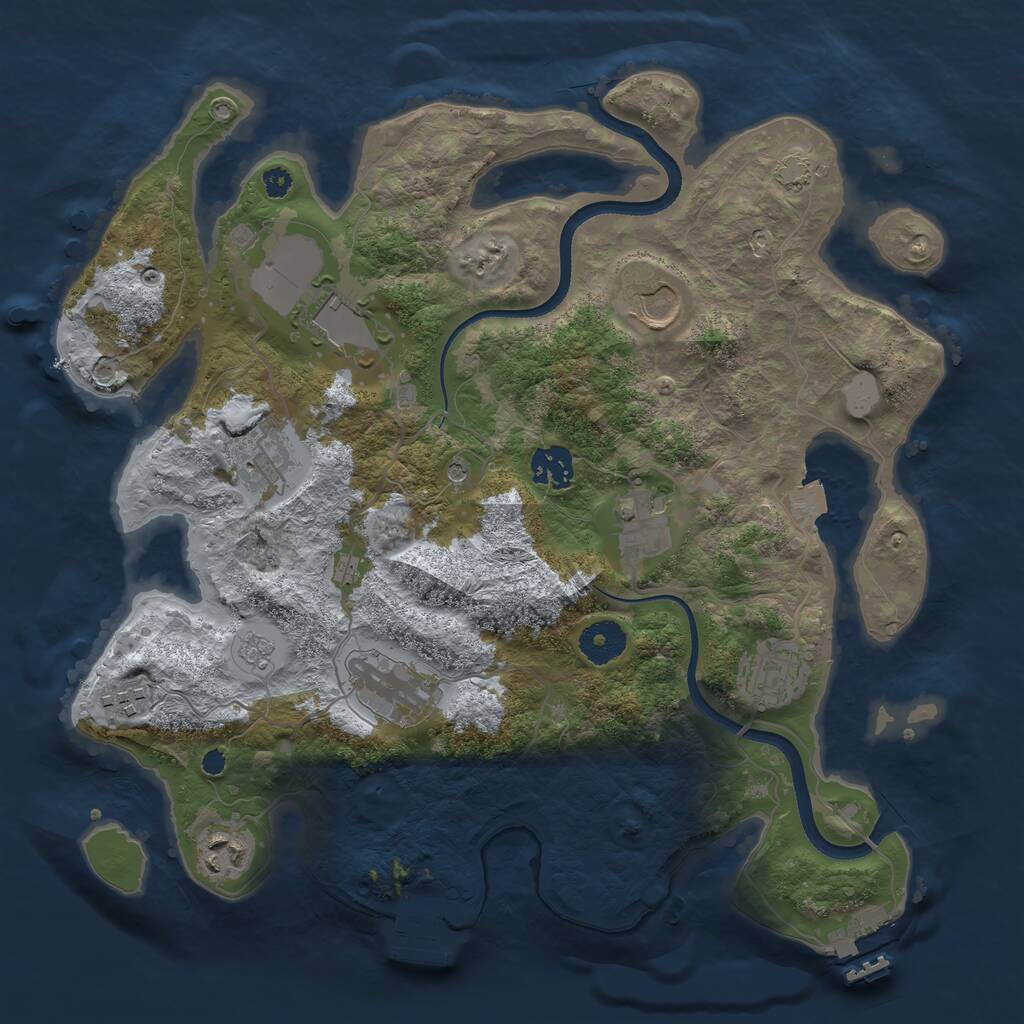 Rust Map: Procedural Map, Size: 3500, Seed: 760216681, 15 Monuments