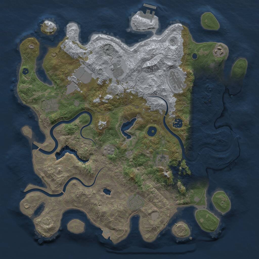 Rust Map: Procedural Map, Size: 4000, Seed: 55751, 14 Monuments