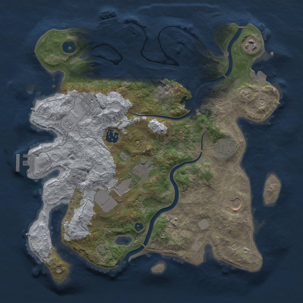 Rust Map: Procedural Map, Size: 3500, Seed: 1353747918, 14 Monuments