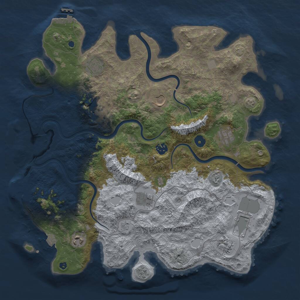 Rust Map: Procedural Map, Size: 3996, Seed: 50000, 16 Monuments
