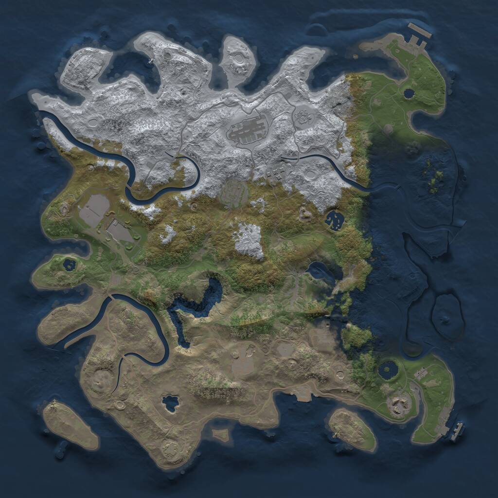 Rust Map: Procedural Map, Size: 4000, Seed: 1556396496, 14 Monuments