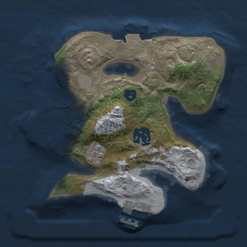 Rust Map: Procedural Map, Size: 2000, Seed: 543794915, 6 Monuments
