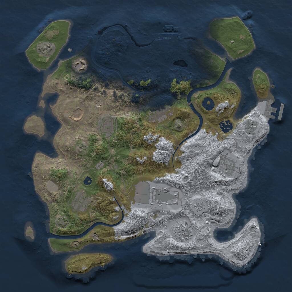Rust Map: Procedural Map, Size: 3500, Seed: 462231116, 16 Monuments