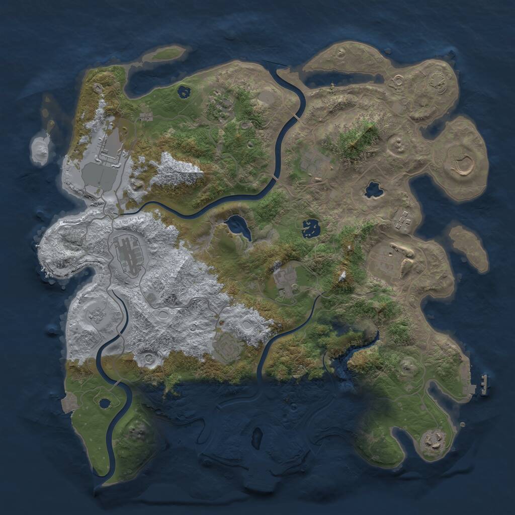 Rust Map: Procedural Map, Size: 4000, Seed: 394053881, 17 Monuments