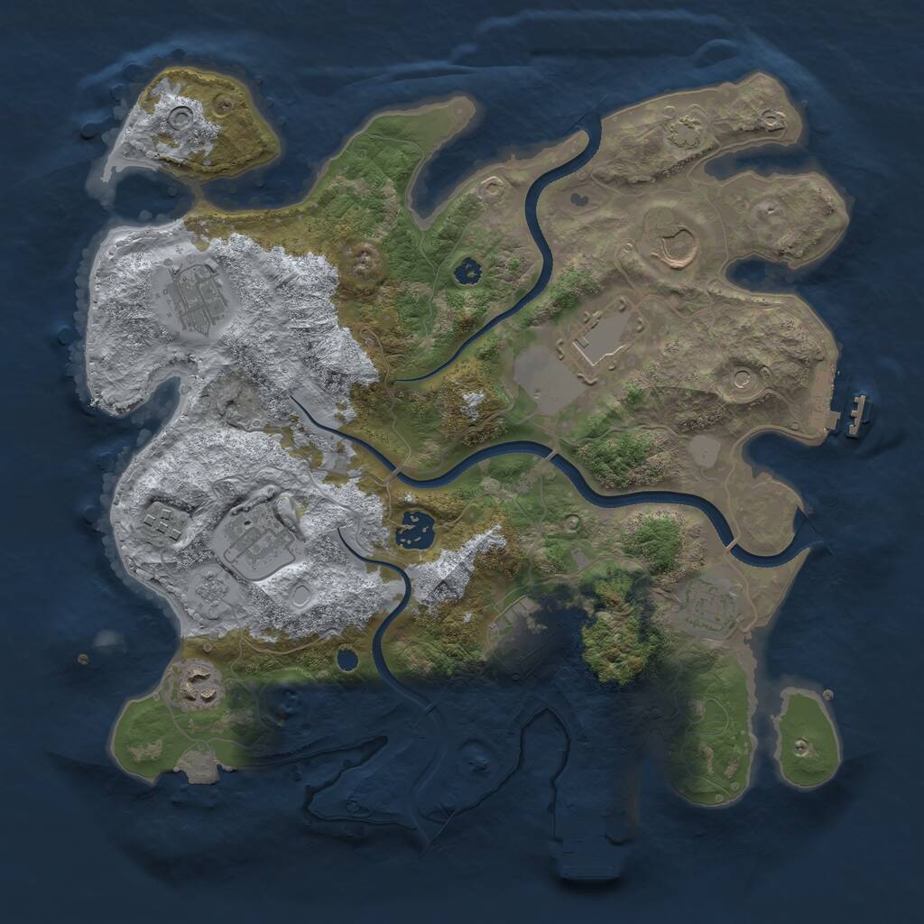 Rust Map: Procedural Map, Size: 3500, Seed: 184736291, 15 Monuments
