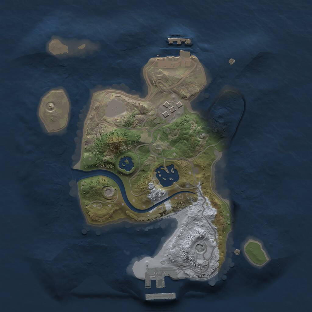 Rust Map: Procedural Map, Size: 2100, Seed: 1234651, 6 Monuments