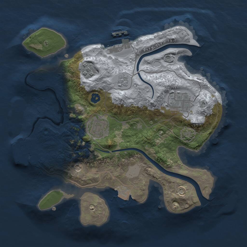 Rust Map: Procedural Map, Size: 2500, Seed: 406758995, 9 Monuments