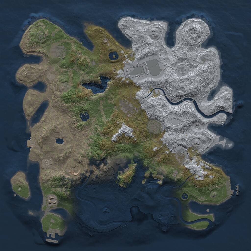 Rust Map: Procedural Map, Size: 4000, Seed: 1200651643, 16 Monuments