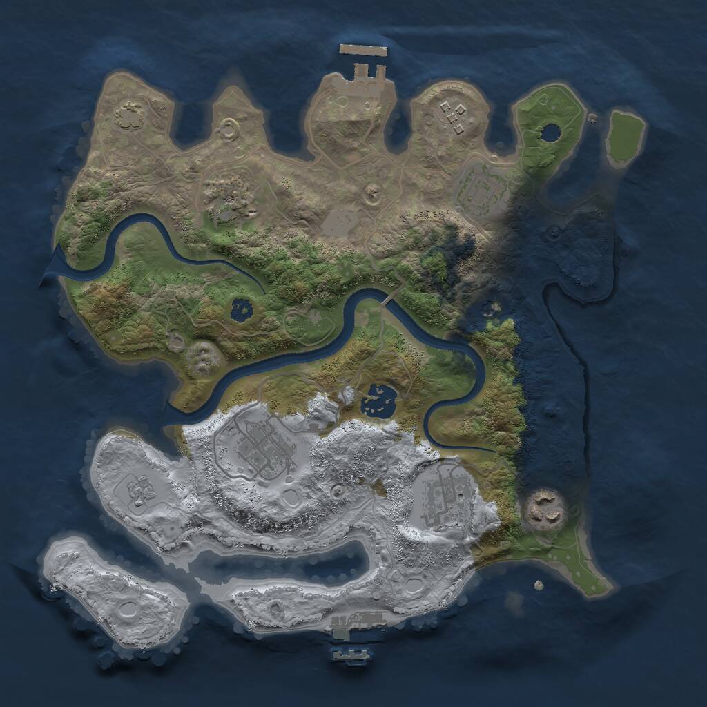 Rust Map: Procedural Map, Size: 3000, Seed: 864528, 13 Monuments
