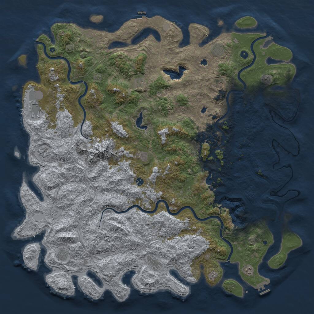 Rust Map: Procedural Map, Size: 6000, Seed: 2034149631, 17 Monuments
