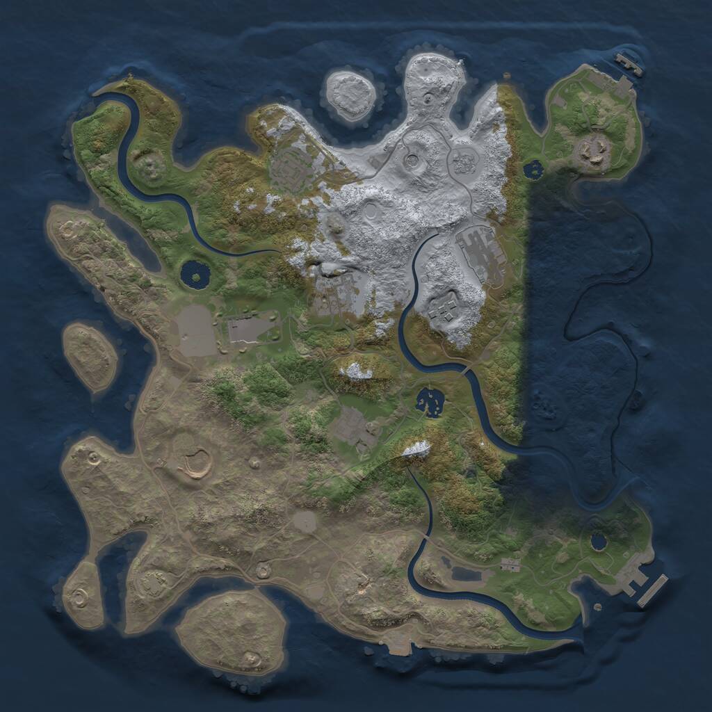 Rust Map: Procedural Map, Size: 3650, Seed: 43760027, 15 Monuments