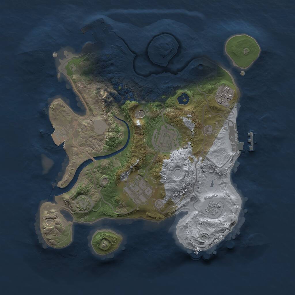 Rust Map: Procedural Map, Size: 2500, Seed: 1826895022, 9 Monuments
