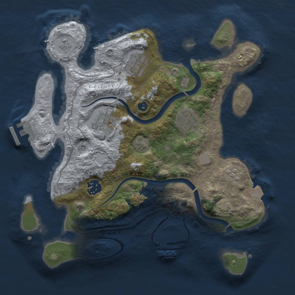Rust Map: Procedural Map, Size: 3000, Seed: 488457691, 11 Monuments