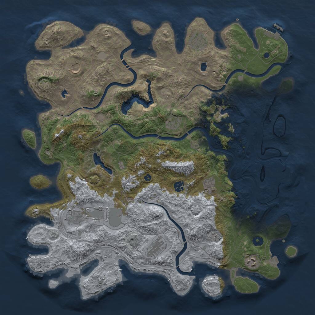 Rust Map: Procedural Map, Size: 4500, Seed: 1242805966, 16 Monuments