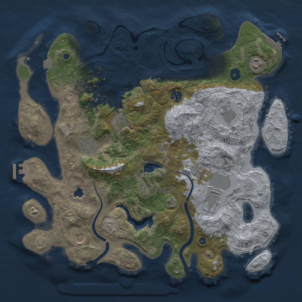 Rust Map: Procedural Map, Size: 4000, Seed: 1328036153, 14 Monuments