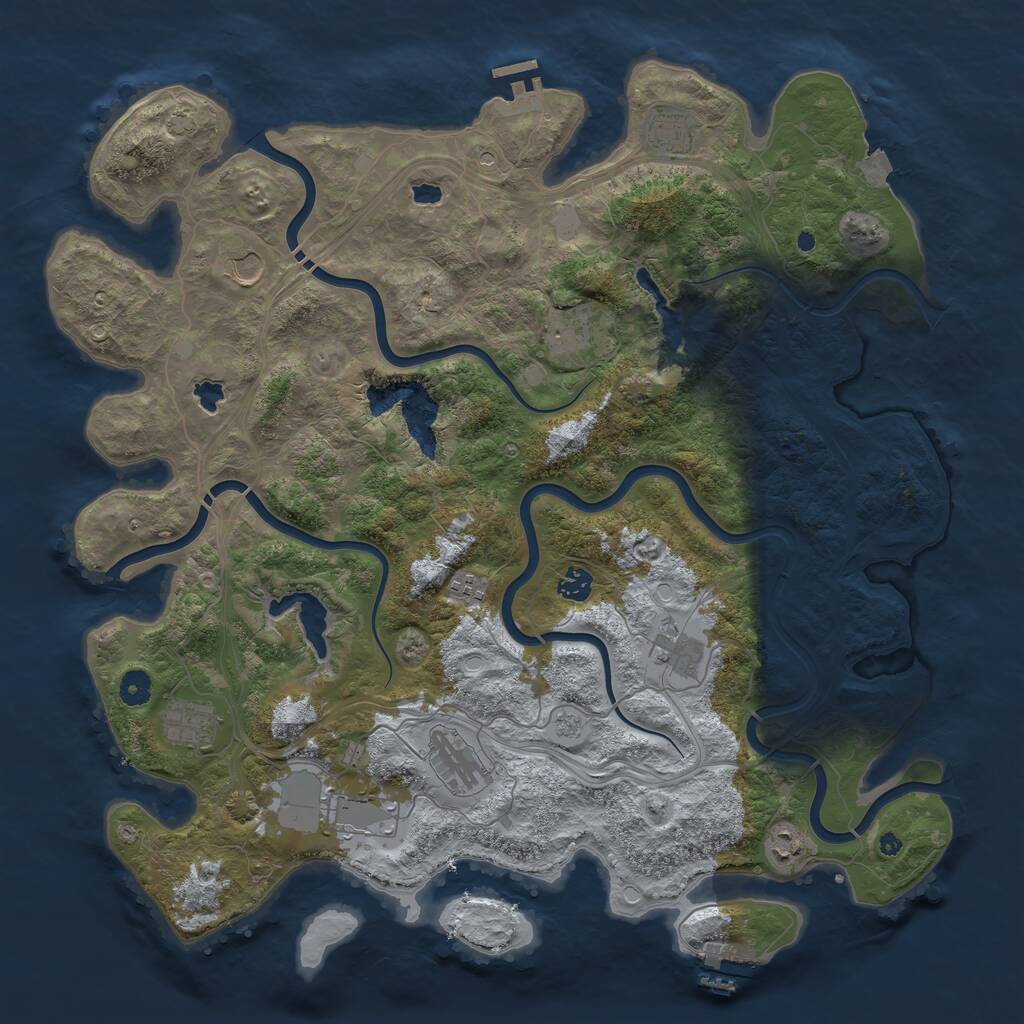 Rust Map: Procedural Map, Size: 4500, Seed: 13653647, 16 Monuments