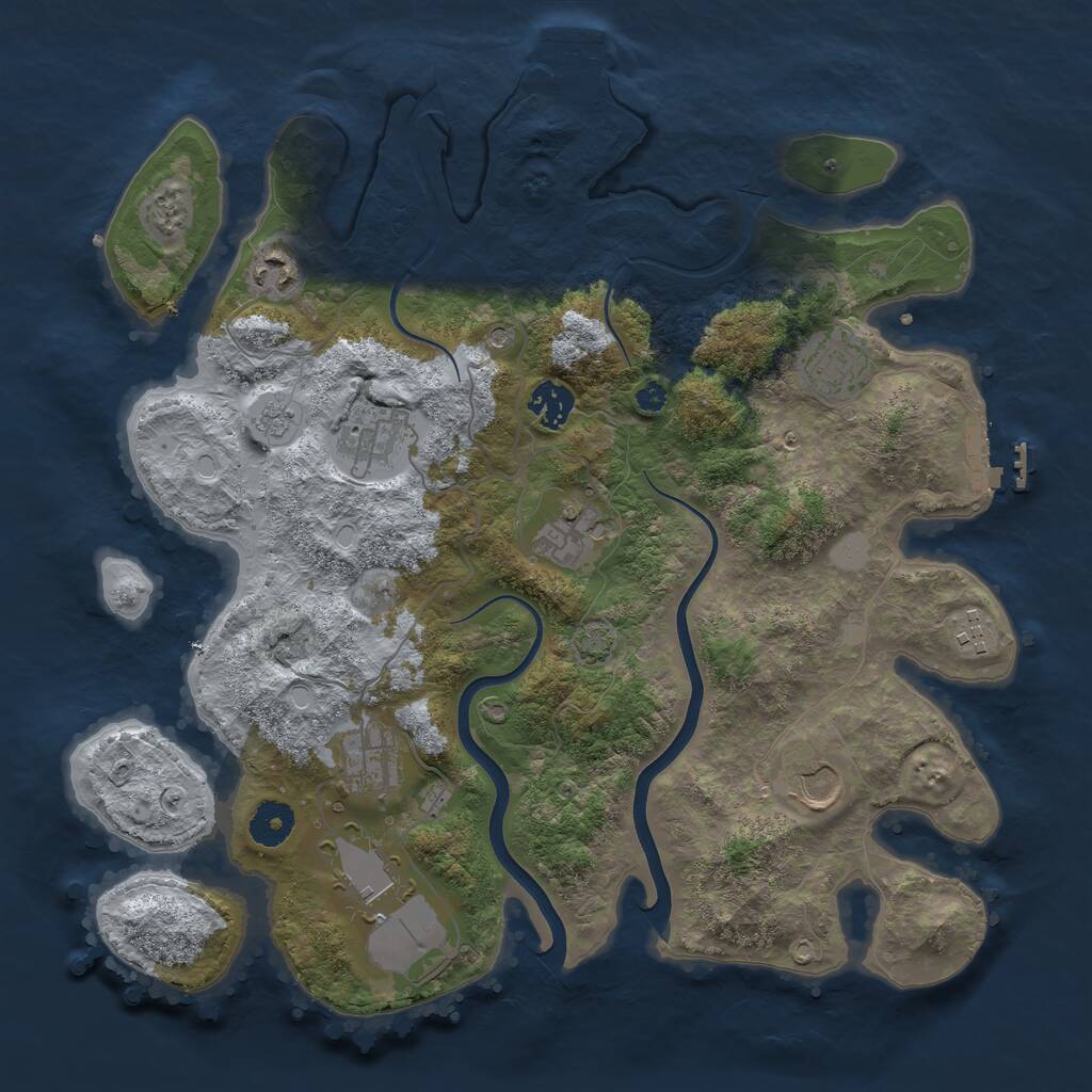 Rust Map: Procedural Map, Size: 3670, Seed: 12345, 15 Monuments