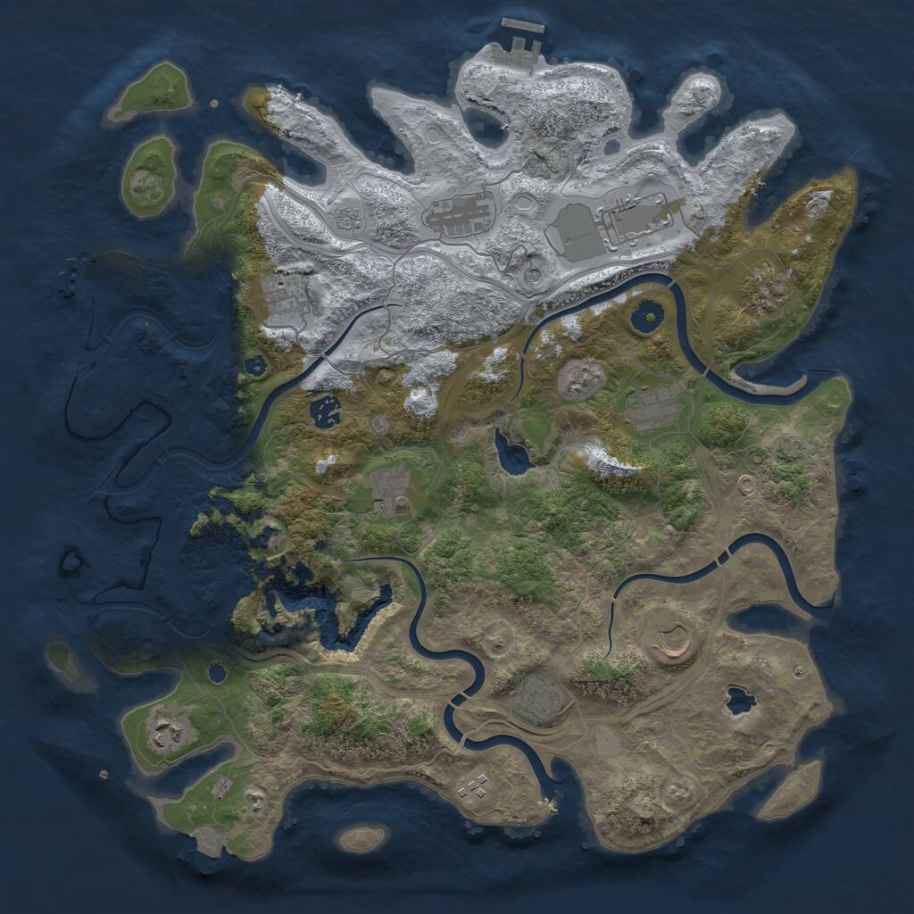 Rust Map: Procedural Map, Size: 4250, Seed: 1264405955, 17 Monuments