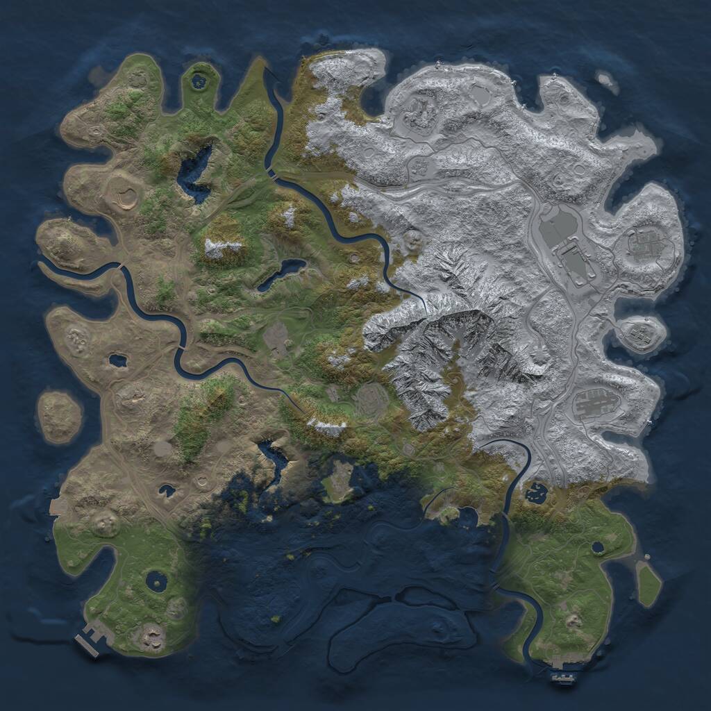 Rust Map: Procedural Map, Size: 5000, Seed: 1268862775, 17 Monuments