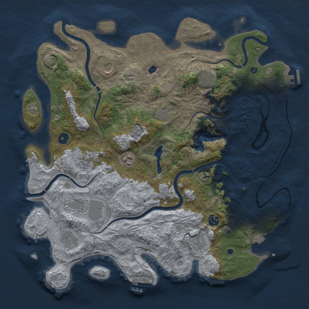Rust Map: Procedural Map, Size: 4250, Seed: 501581502, 16 Monuments