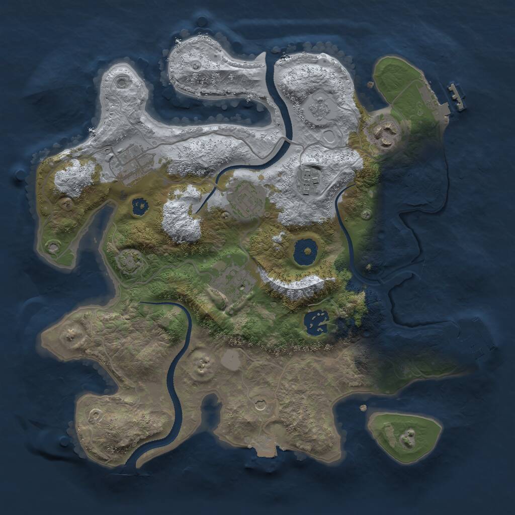 Rust Map: Procedural Map, Size: 3000, Seed: 44758, 12 Monuments