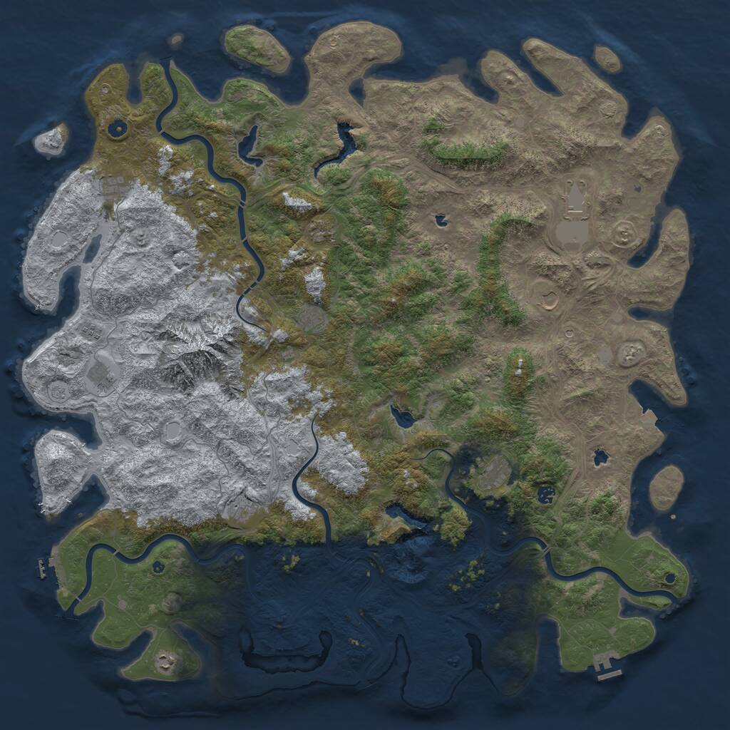Rust Map: Procedural Map, Size: 6000, Seed: 37175, 17 Monuments