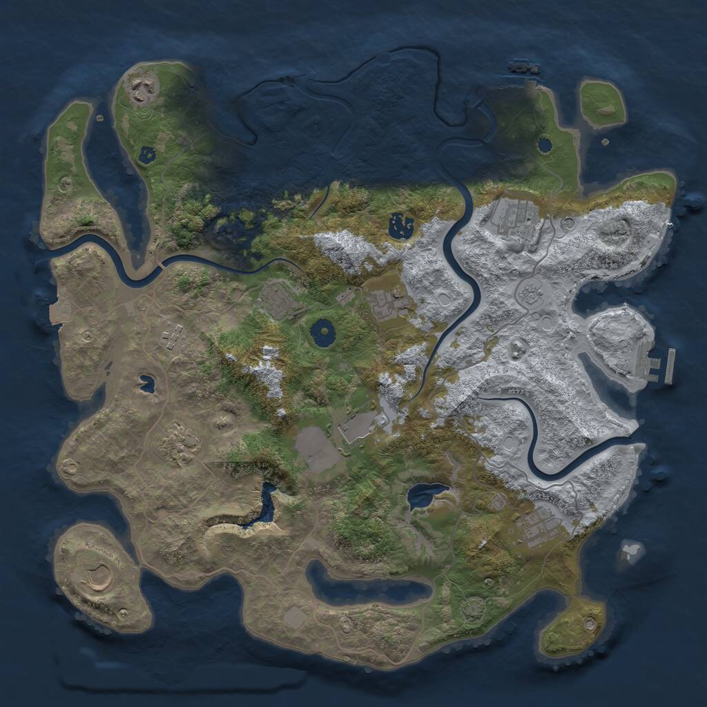 Rust Map: Procedural Map, Size: 4000, Seed: 2104646200, 16 Monuments