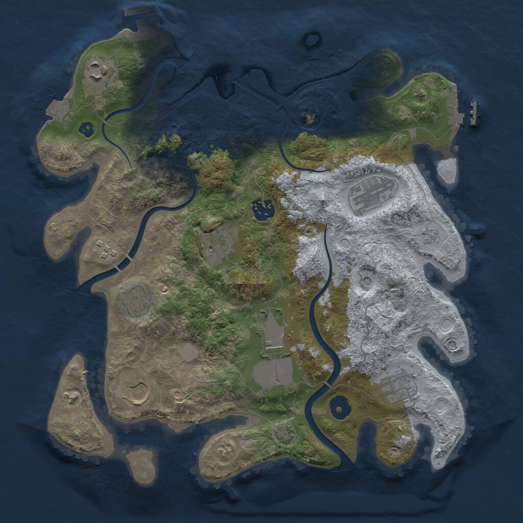 Rust Map: Procedural Map, Size: 3500, Seed: 343194111, 15 Monuments
