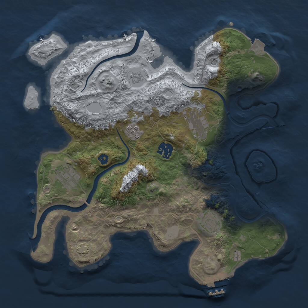 Rust Map: Procedural Map, Size: 3000, Seed: 275226606, 10 Monuments