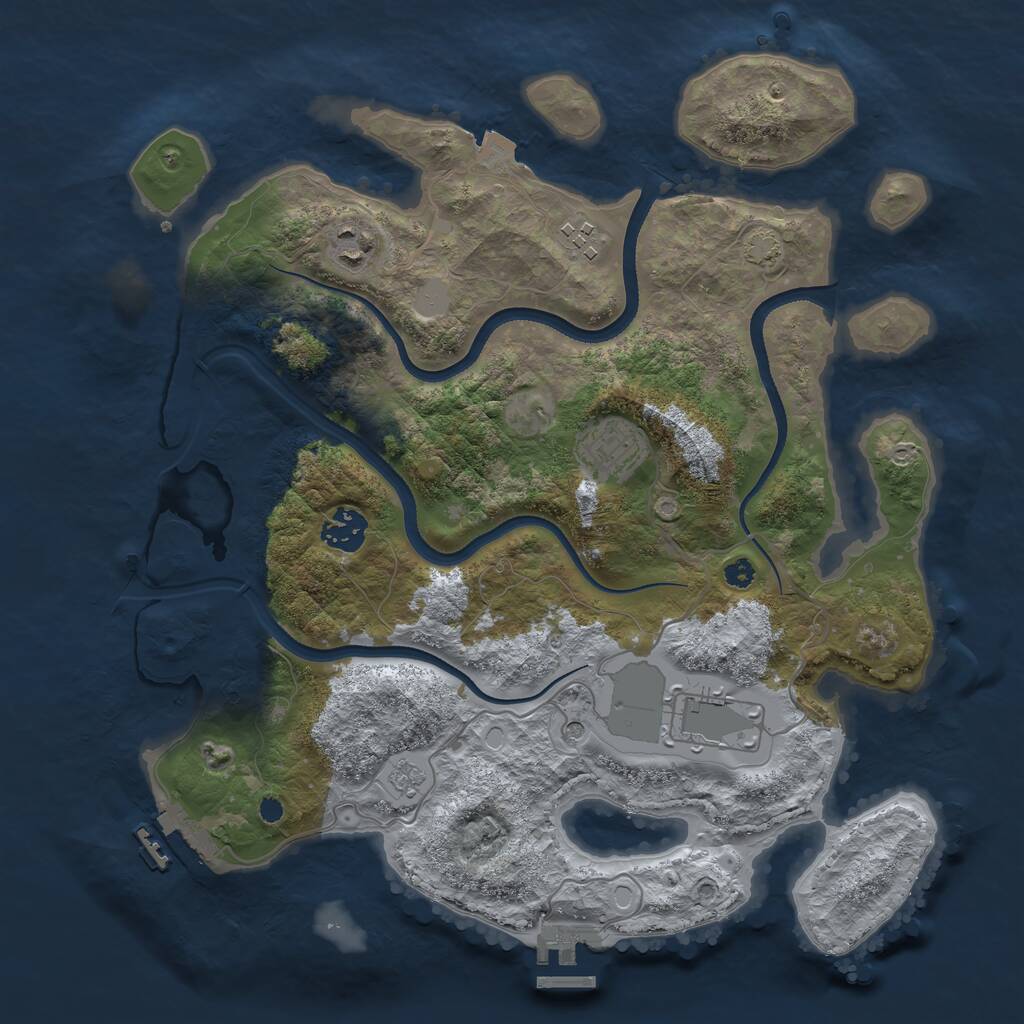 Rust Map: Procedural Map, Size: 3500, Seed: 732687394, 11 Monuments