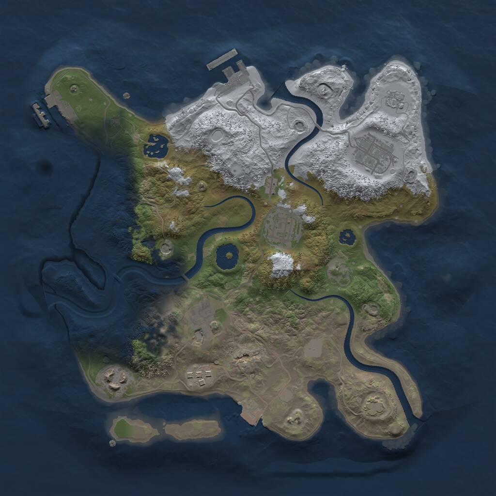 Rust Map: Procedural Map, Size: 3000, Seed: 64697164, 12 Monuments