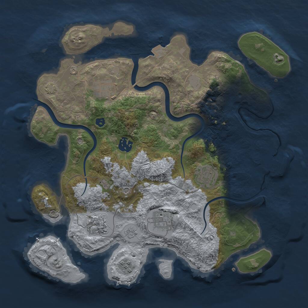 Rust Map: Procedural Map, Size: 3250, Seed: 1888650805, 11 Monuments