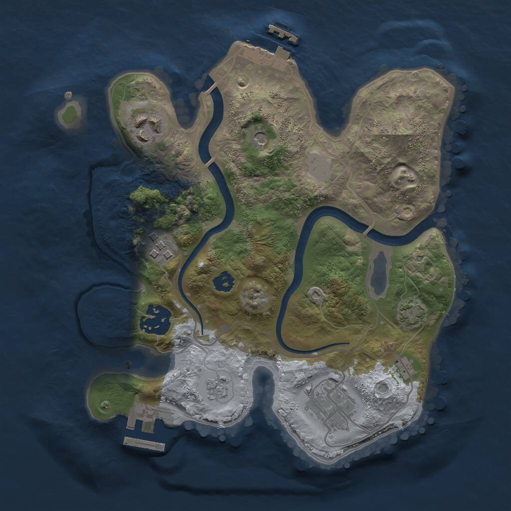 Rust Map: Procedural Map, Size: 2500, Seed: 1256703571, 10 Monuments