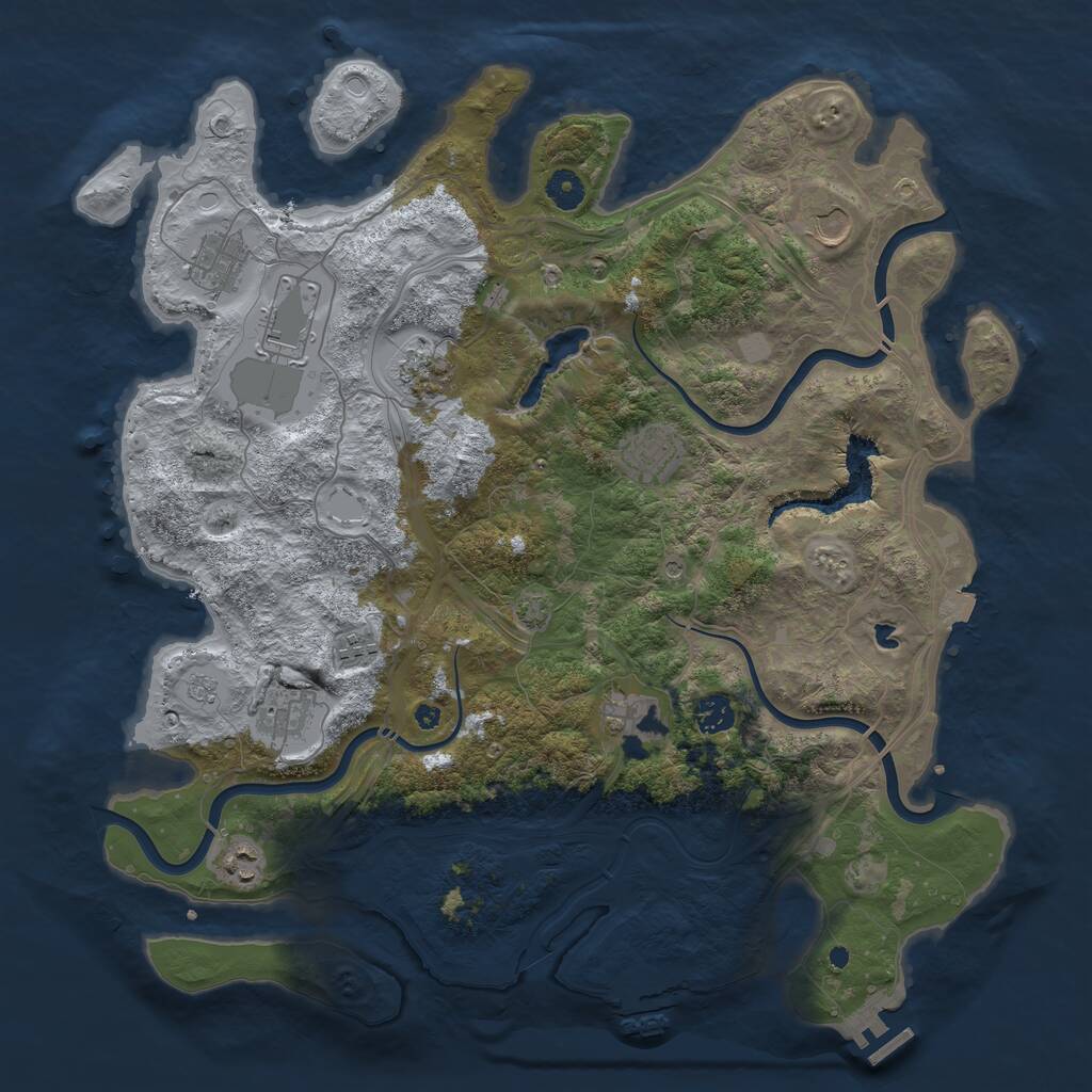 Rust Map: Procedural Map, Size: 4250, Seed: 1551051145, 16 Monuments