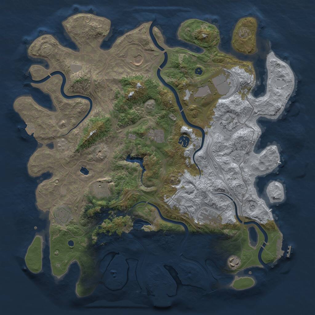 Rust Map: Procedural Map, Size: 4250, Seed: 1455357752, 16 Monuments