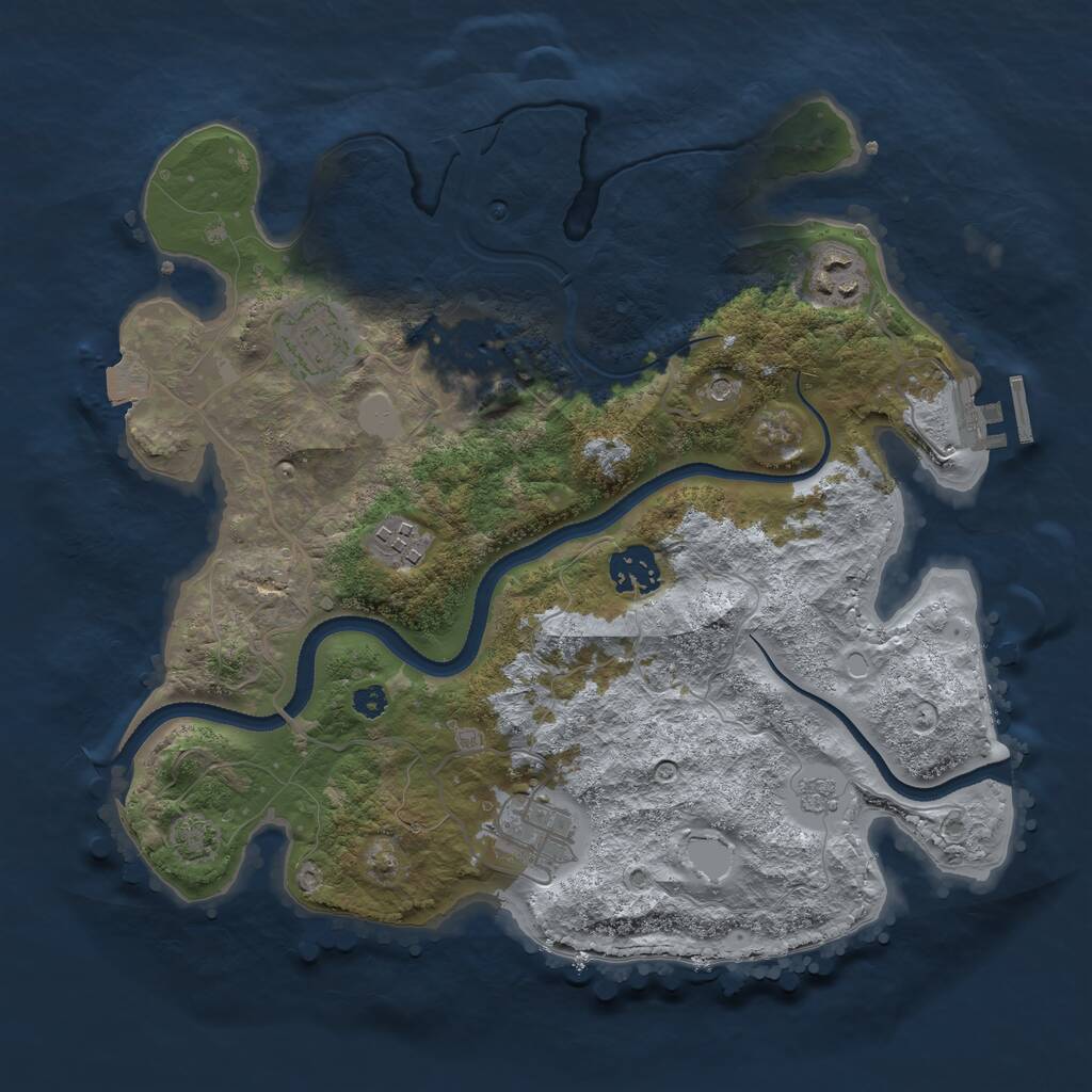 Rust Map: Procedural Map, Size: 3250, Seed: 1529196475, 11 Monuments