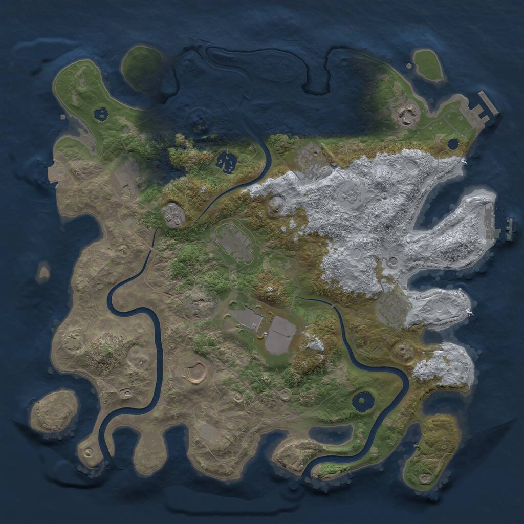 Rust Map: Procedural Map, Size: 3750, Seed: 1276667351, 15 Monuments