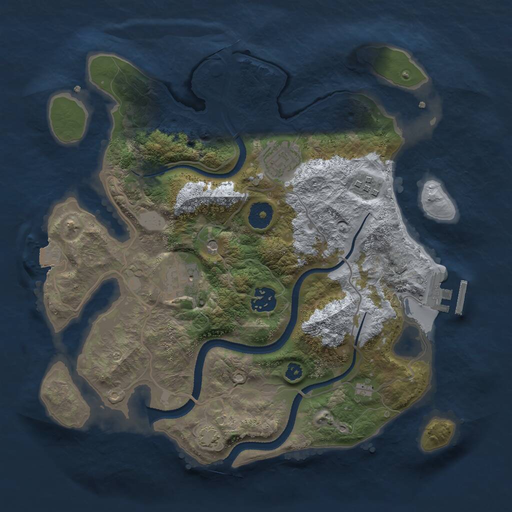 Rust Map: Procedural Map, Size: 3000, Seed: 36896, 8 Monuments