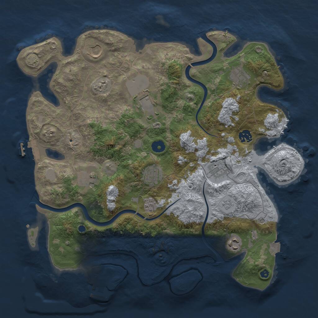 Rust Map: Procedural Map, Size: 3700, Seed: 1918973666, 15 Monuments