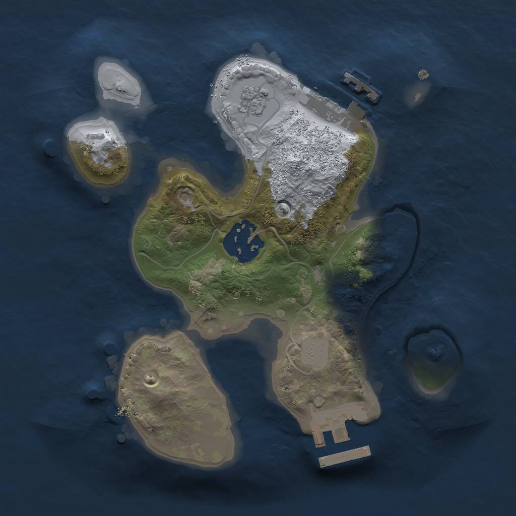 Rust Map: Procedural Map, Size: 2000, Seed: 29229, 5 Monuments