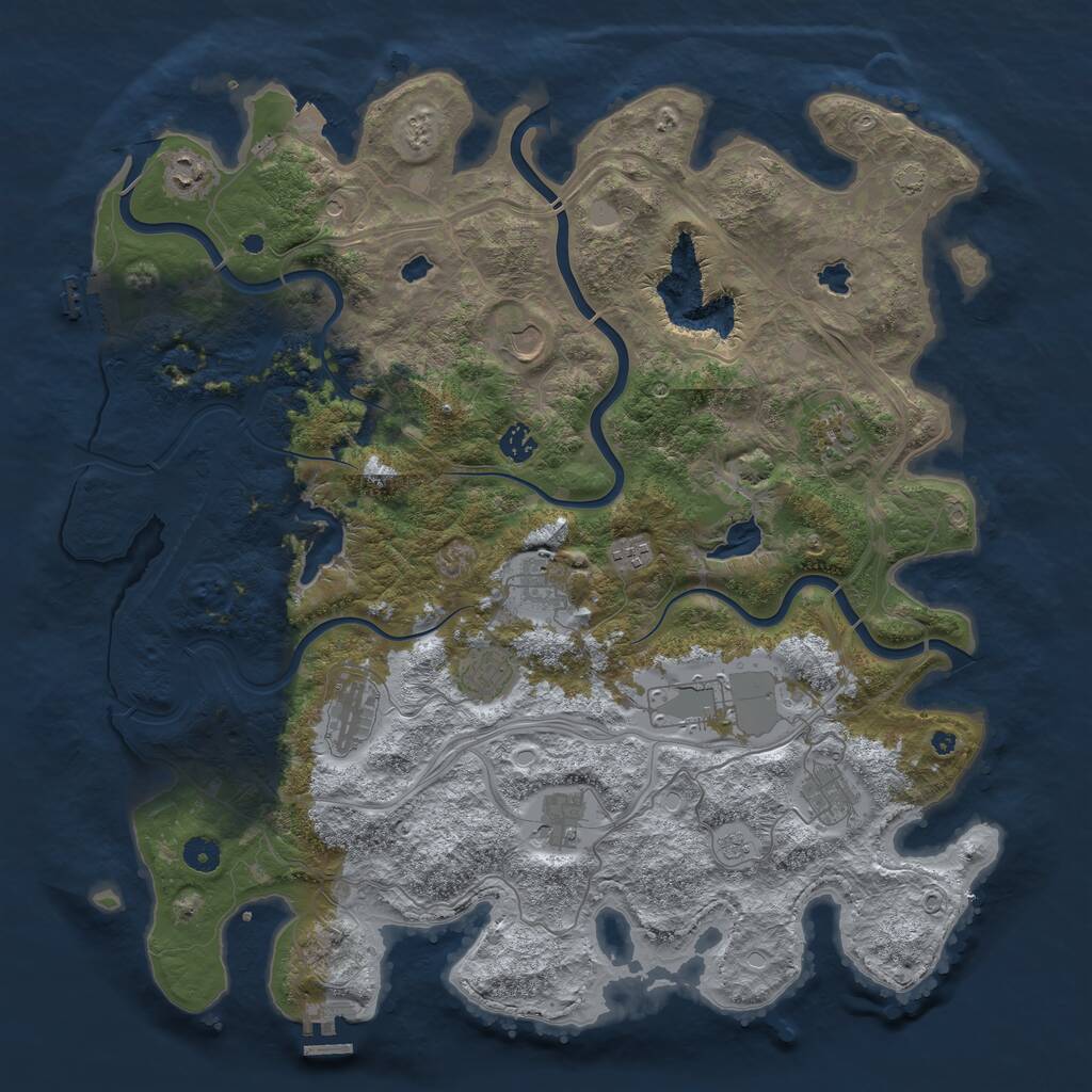 Rust Map: Procedural Map, Size: 4500, Seed: 610825805, 17 Monuments