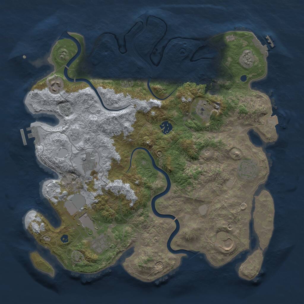 Rust Map: Procedural Map, Size: 3750, Seed: 1464818949, 15 Monuments