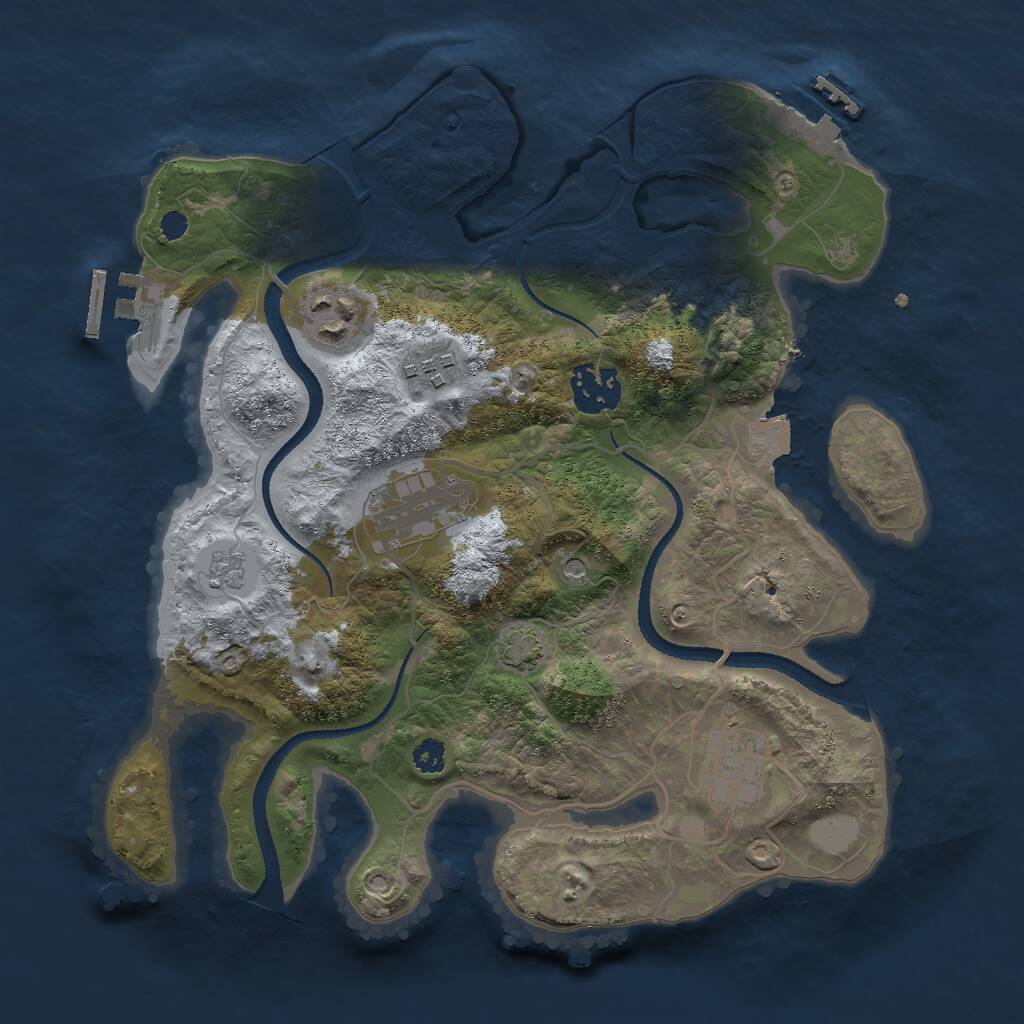 Rust Map: Procedural Map, Size: 3000, Seed: 38777, 11 Monuments