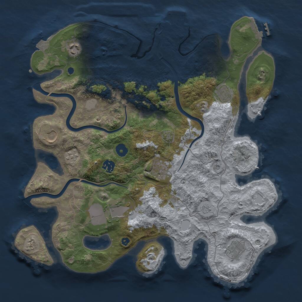 Rust Map: Procedural Map, Size: 3700, Seed: 1509803861, 14 Monuments