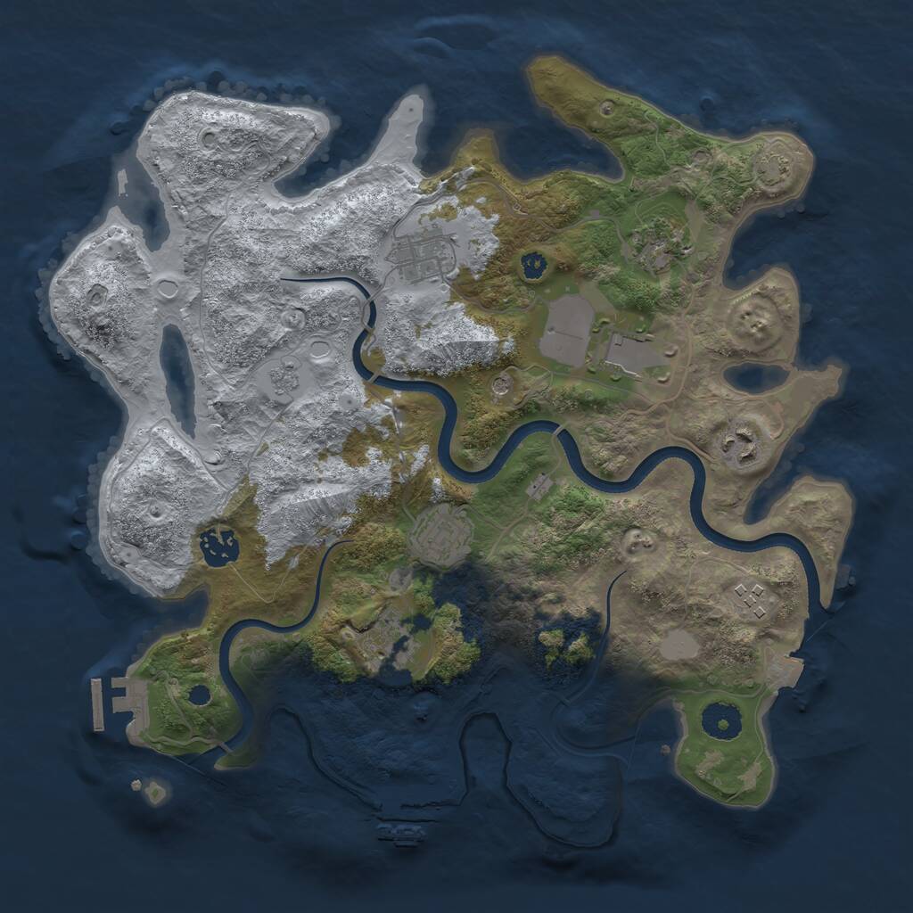 Rust Map: Procedural Map, Size: 3500, Seed: 229474438, 14 Monuments