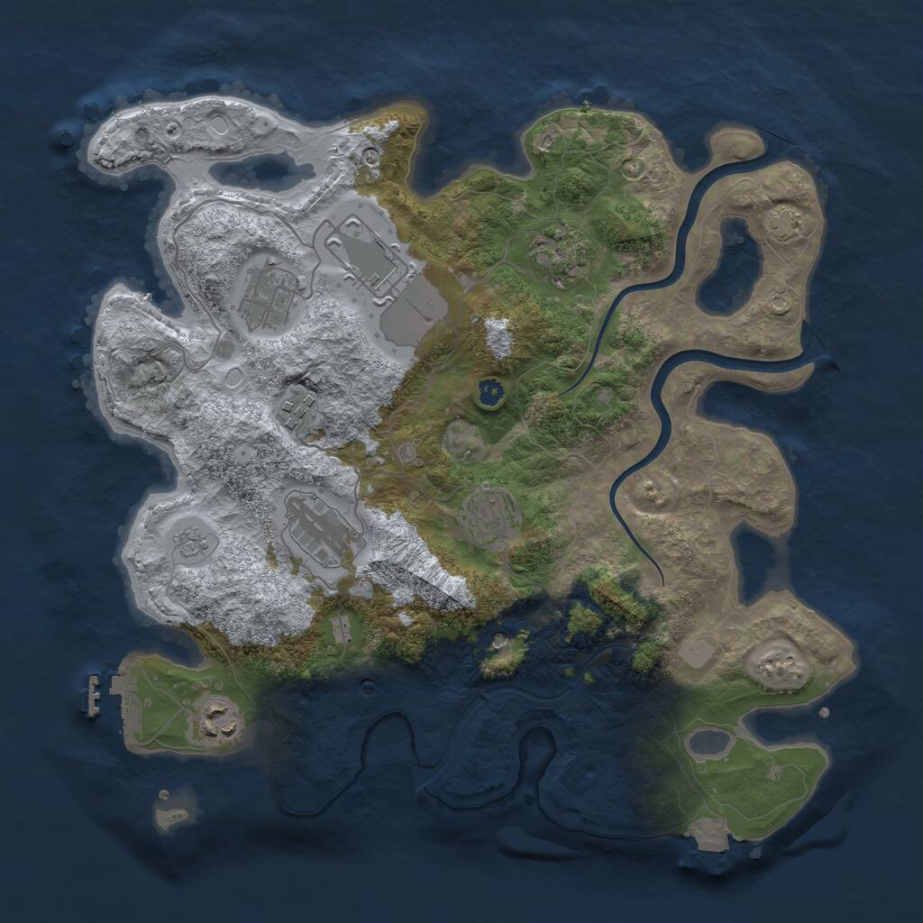 Rust Map: Procedural Map, Size: 3500, Seed: 13452, 12 Monuments