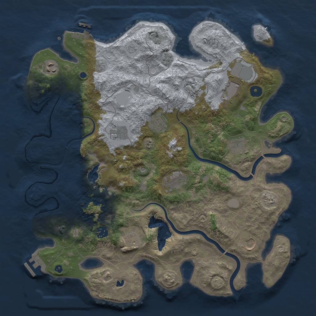 Rust Map: Procedural Map, Size: 4000, Seed: 3864, 17 Monuments