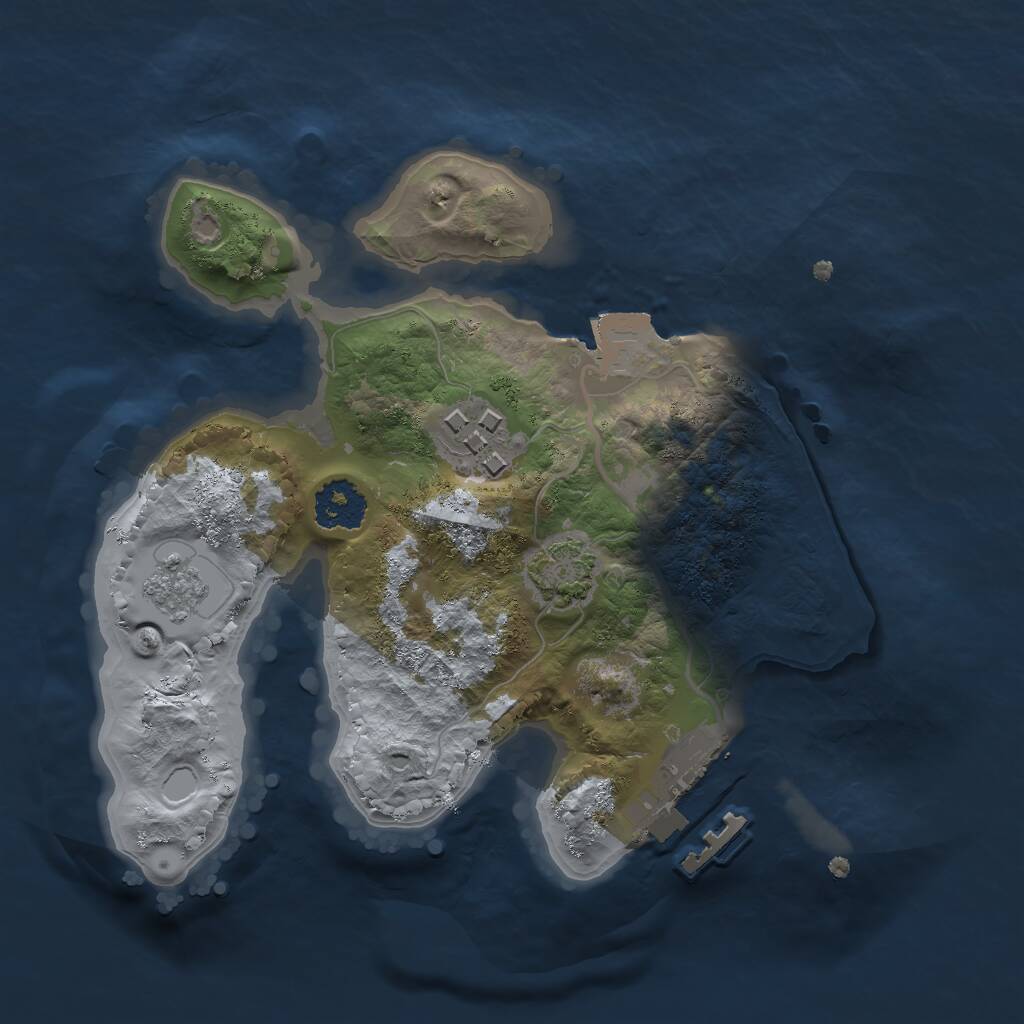 Rust Map: Procedural Map, Size: 2000, Seed: 2052386844, 5 Monuments
